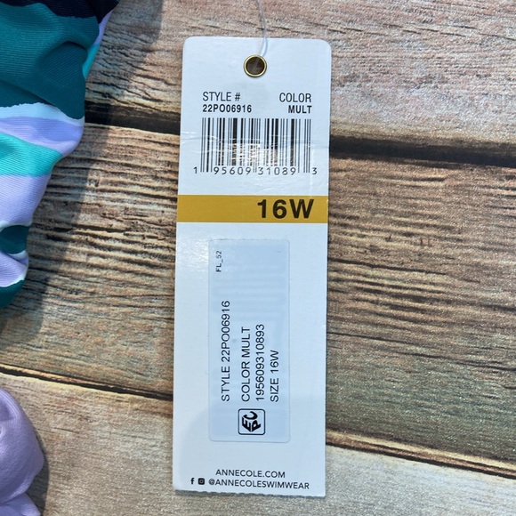 Anne Cole Tropical Belted Scoop Neck Swimsuit - Picture 4 of 4